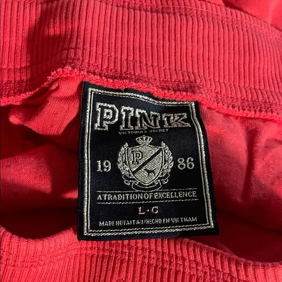 PINK Zip up Lg Hoodie and Pants w/Colorful Peace Sign’ gently used’